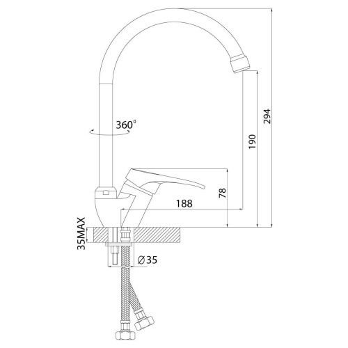 Смеситель для кухни Rossinka B B35-23 на мойку хром - фото 3