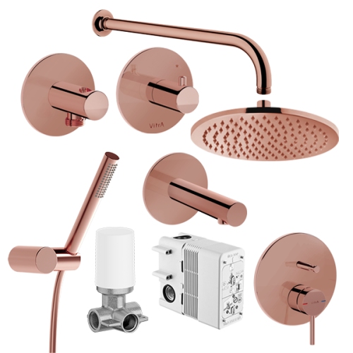 Душевая система Vitra Origin A49285EXP встраиваемая в стену цвет медь