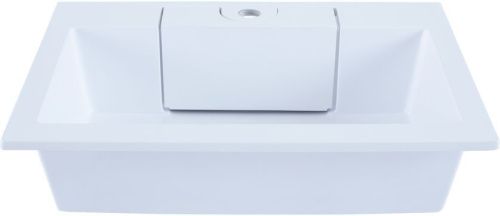 Раковина из искусственного камня Aquanet Фортуна 00181907 60х50 полувстраиваемая цвет белый 1 отверстие под смеситель - фото 3