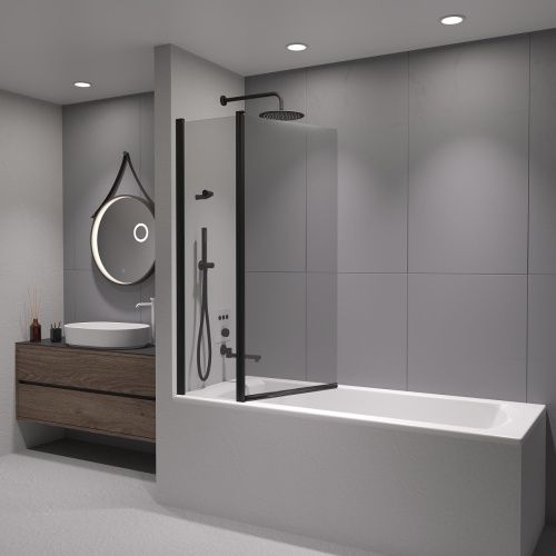 Душевая шторка на ванну RGW Screens 03111110-14 100х140 стекло прозрачное профиль черный ориентация универсальная - фото 4