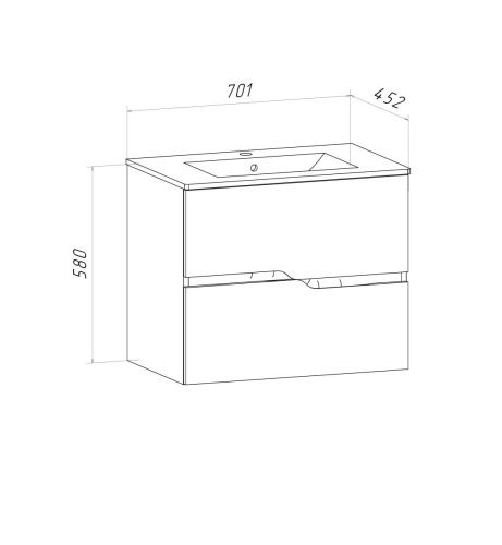 Тумба под раковину Runo Палермо 00-00004083 70х50 подвесная цвет белый - фото 5