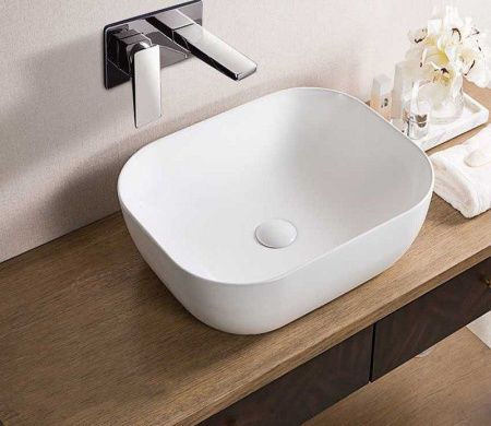 Раковина из сантехнического фаянса CeramaLux 78104 50х40 накладная цвет белый без отверстий под смеситель