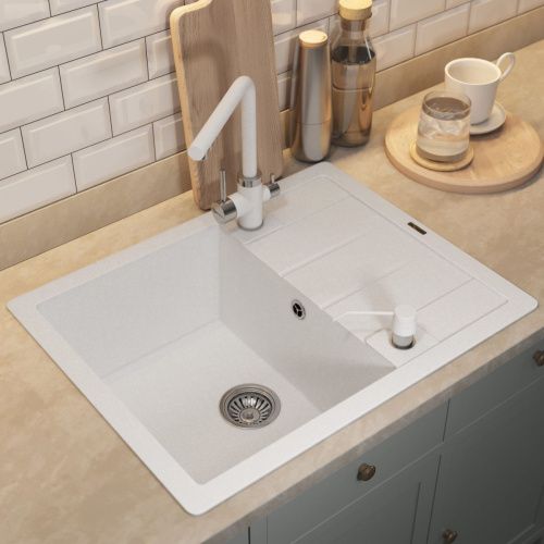 Кухонная мойка Uperwood Quartz Premium UPD-03 3910202108 65х50 цвет белый поверхность матовая - фото 3