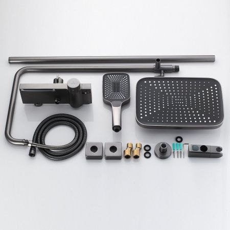 Душевая стойка Rose R1896T-6 настенная цвет серый с термостатом