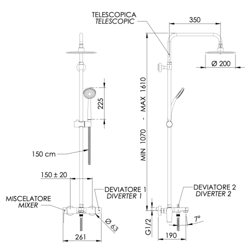 Душевая стойка Mariani Artic B00260ATATA20 настенная цвет хром - фото 4