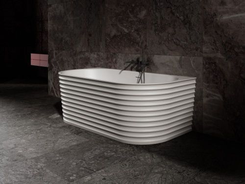 Ванна из искусственного камня Abber Stein AS9652 170х80 пристенная овальная с ножками - фото 2