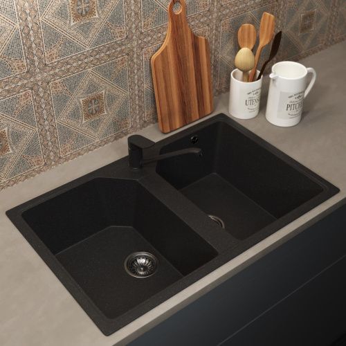 Кухонная мойка Uperwood ECON UPD-402 4010202115 75х50 цвет черный поверхность матовая - фото 2