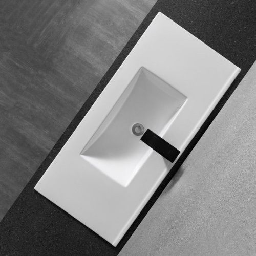 Раковина из сантехнического фаянса CeramaLux YJ803-100 100х40 встраиваемая цвет белый 1 отверстие под смеситель - фото 3