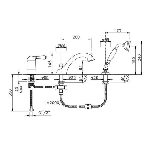 Смеситель Nicolazzi El Capitan 3414BZ75 на борт ванны бронза - фото 2