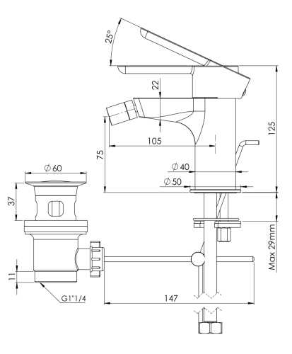 Смеситель Mariani Winter A00493WN12 на биде хром - фото 5