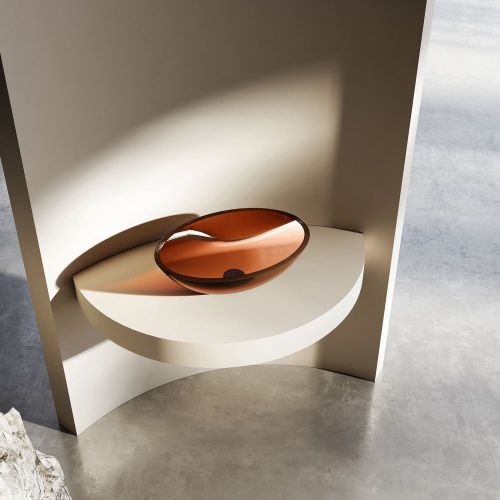 Раковина из полиэфирной смолы Abber KRISTALL AT2802Opal 50х40 накладная цвет коричневый без отверстий под смеситель - фото 2