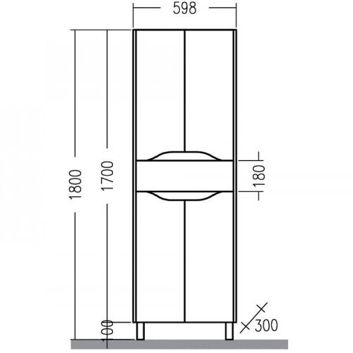 Шкаф-пенал СанТа Сатурн 700375 60х170 напольный цвет белый/коричневый - фото 3