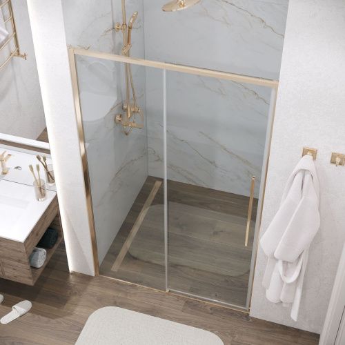 Душевая дверь Grossman Galaxy 100.K33.01.140.32.00 140х195 стекло прозрачное профиль золото - фото 5