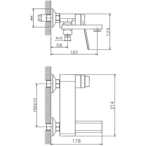 Смеситель для ванны и душа Haiba HB572 HB60572 настенный хром - фото 3