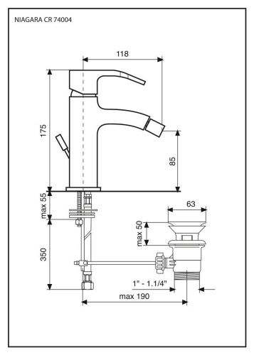 Смеситель Emmevi Niagara 74004/CRS на биде хром - фото 2