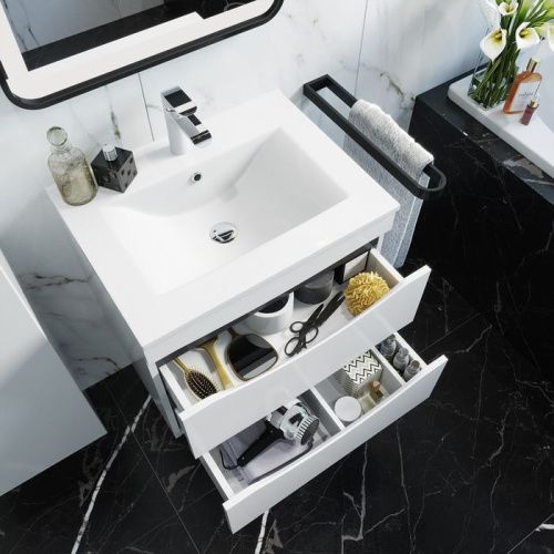 Раковина из сантехнического фарфора Iddis 0136000i28 60х50 полувстраиваемая цвет белый 1 отверстие под смеситель - фото 2