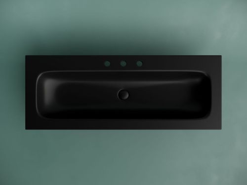Раковина из сантехнического фарфора Ceramica Nova GRACE CN7024MB 120х50 накладная цвет черный 3 отверстия под смеситель - фото 3