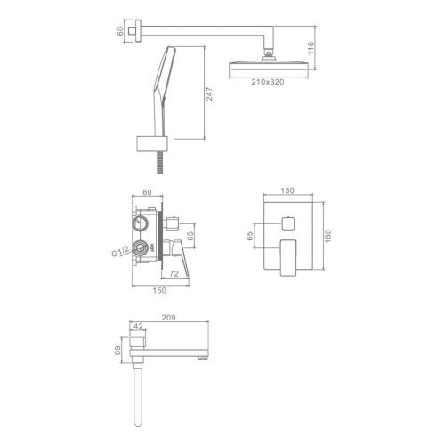 Душевая система Raglo R30 R30.27 встраиваемая в стену цвет хром - фото 2