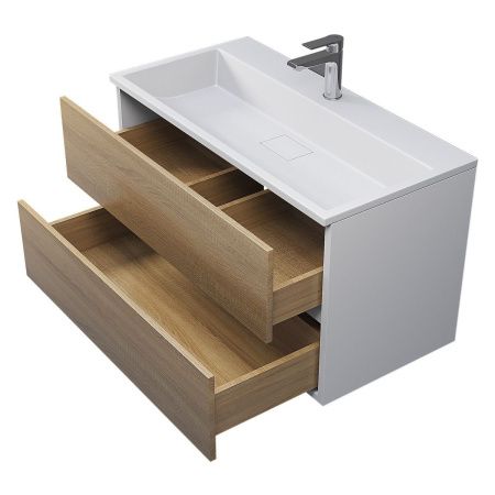 Тумба под раковину Uperwood Barsa 2937205251 90х50 подвесная цвет коричневый/белый
