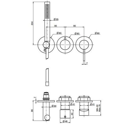 Смеситель для душа Fima Carlo Frattini Spillo Steel F3049WX8SINOX встраиваемый в стену хром