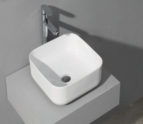 Раковина из сантехнического фаянса CeramaLux D1303 40х40 накладная цвет белый без отверстий под смеситель - фото 5