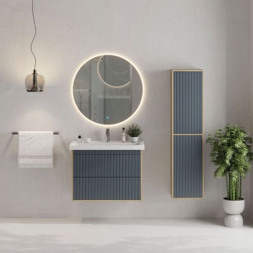 Тумба под раковину Onika Дайлер 108061 80х40 подвесная цвет белый/коричневый - фото 4