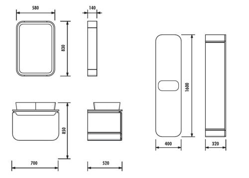 Тумба с раковиной Creavit Pion Plus PN0070.01.BGR+UL060 70х50 - фото 2