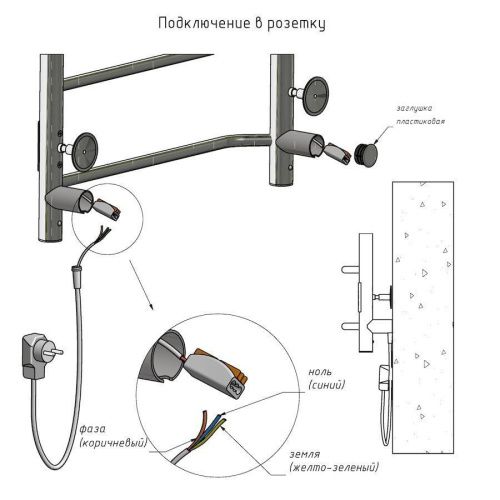Полотенцесушитель электрический Тругор Пэк Пэк20кв/6040 45х60 хром - фото 3