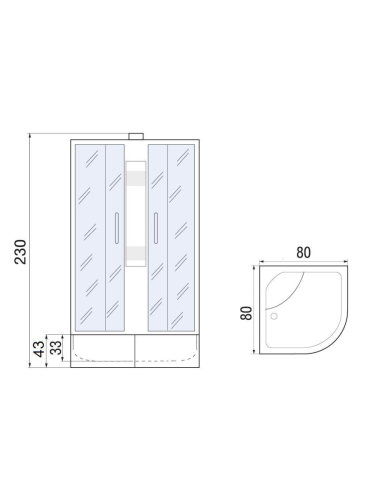 Душевая кабина River NARA 10000006205 80х80 четверть круга без крыши ориентация универсальная - фото 2