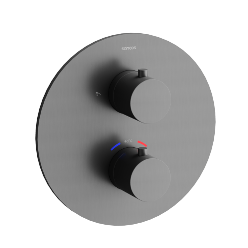 Душевая система Sancos Etna SC9010GG встраиваемая в стену цвет вороненая сталь с термостатом - фото 2