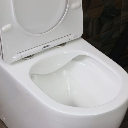 Унитаз напольный с бачком Melana MLN-310308 белый с сиденьем микролифт безободковый - фото 4