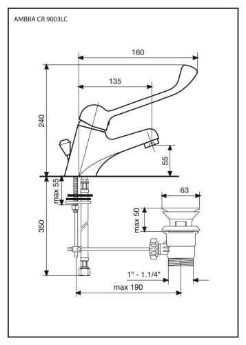 Смеситель для раковины Emmevi Ambra 9003/LC/CR на столешницу хром - фото 2