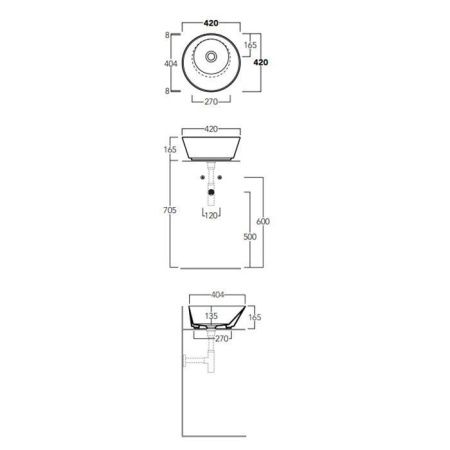 Раковина из сантехнического фаянса Simas Wave WA01 bi*0 40х40 накладная цвет белый без отверстий под смеситель