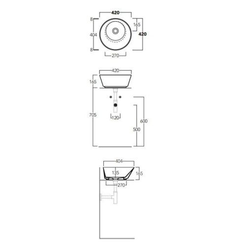 Раковина из сантехнического фаянса Simas Wave WA01 bi*0 40х40 накладная цвет белый без отверстий под смеситель - фото 2