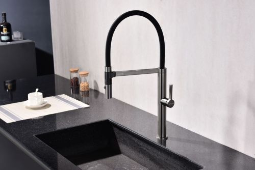 Смеситель для кухни Paulmark LEADER Le214101-GM на мойку серый - фото 2