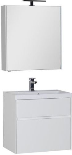 Комплект мебели: тумба с раковиной + зеркало-шкаф Aquanet Латина 00180123 70х50 напольный цвет белый - фото 2