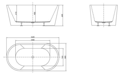 Ванна акриловая BelBagno BB202-1600-800 160х80 отдельностоящая овальная с ножками - фото 2