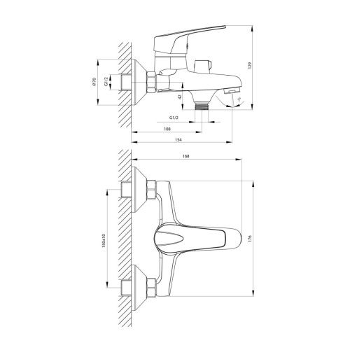 Смеситель для ванны Rossinka D D40-30 настенный хром - фото 2