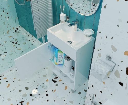 Тумба с раковиной 1MarKa July У85932 50х30 напольная цвет белый - фото 5