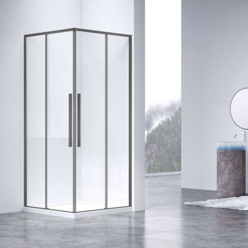 Душевой уголок Vincea Slim-N VSS-4SN9010CLGM 100х90 стекло прозрачное профиль вороненая сталь без поддона