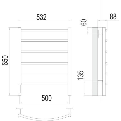 Полотенцесушитель электрический Terminus 4670078531339 55х65 хром - фото 3