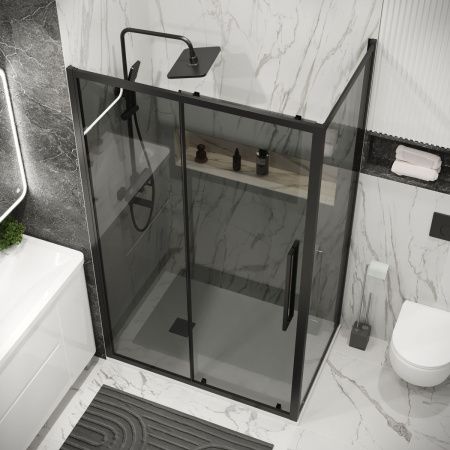 Душевой уголок Grossman Cosmo 120.K33.02.1090.21.10 100х90 стекло тонированное профиль черный без поддона