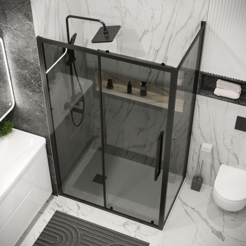 Душевая перегородка Grossman Cosmo 200.K33.02.70.21.10 70х195 стекло тонированное профиль черный - фото 5