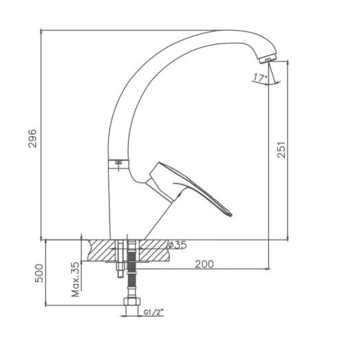Смеситель для кухни Cron CN4166 на мойку хром - фото 3
