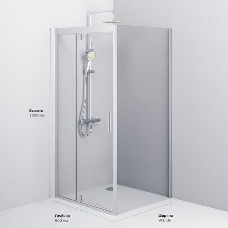 Душевой уголок Am.Pm Gem W90G-404-090MT 90х90 стекло прозрачное профиль хром без поддона