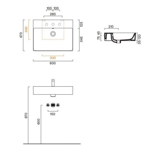 Раковина керамическая Catalano Premium 220600001 60 см подвесная цвет белый без отверстий под смеситель - фото 2