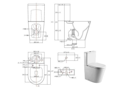 Унитаз напольный с бачком Aquatek ОБЕРОН AQ1273S-00 белый с сиденьем микролифт безободковый каскадный смыв - фото 5