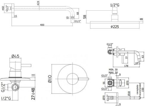 Душевая система Paffoni Light KITLIG011NO006 встраиваемая в стену цвет черный - фото 5
