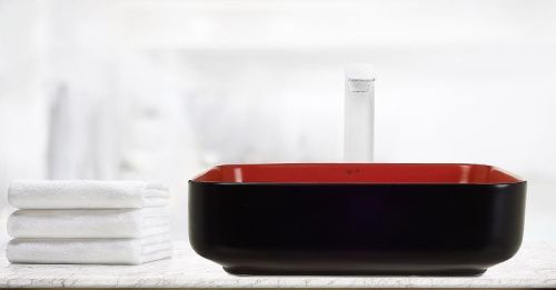 Раковина из сантехнического фаянса WeltWasser WW SK 10000004537 50х40 накладная цвет черный/красный без отверстий под смеситель - фото 3