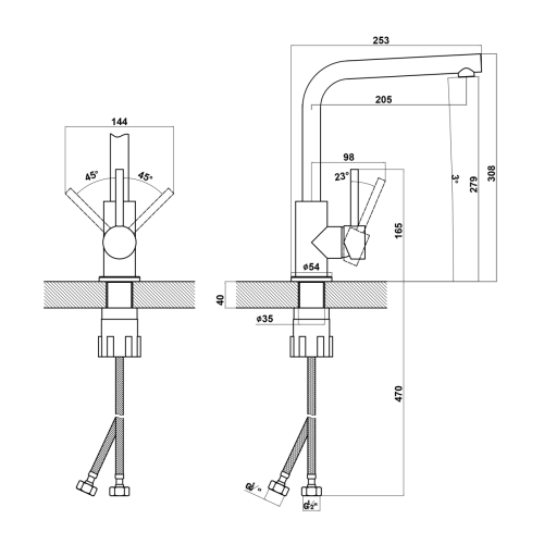 Смеситель для кухни Uperwood Quartz UPD-04-04 UPD-Q-04-04 на мойку черный - фото 3